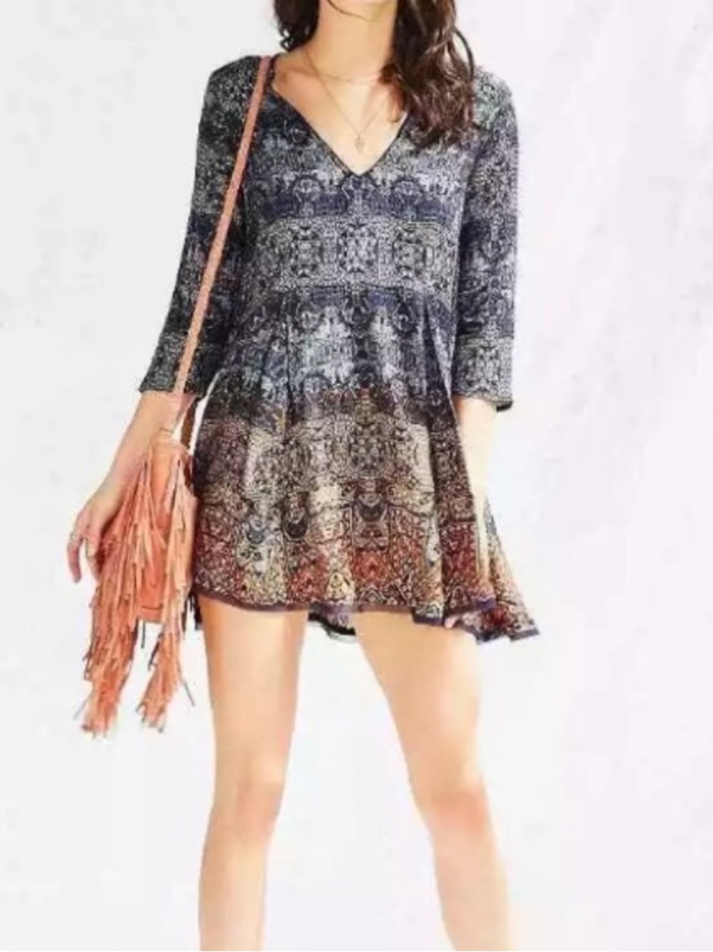 URBAN OUTFITTERS ECOTE BOHO V NECK DRESS